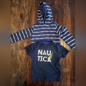 Nautica Kids Navy Striped Hoodie and T-Shirt Set SZ 3 EXC COND